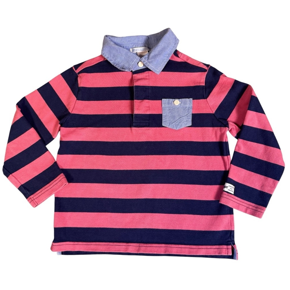 Boy's Janie and Jack Shirt, Size 3, Pink & Navy Stripe